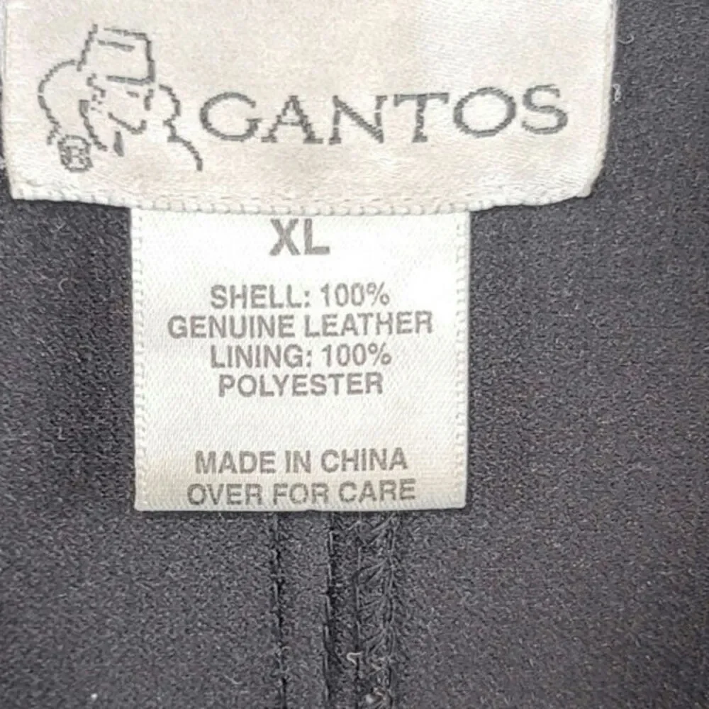 VINTAGE GANTOS 100% SUEDE LEATHER RIBBED FULLED ZIP VEST IN BLACK, SZ XL